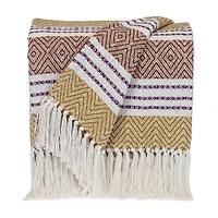 Mustard Herringbone Multi Striped Throw