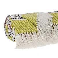 Rust and Neon Herringbone Multi Striped Throw