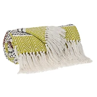 Rust and Neon Herringbone Multi Striped Throw