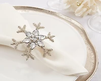 Silver Beaded Snowflake Napkin Rings, Set of 4