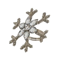 Silver Beaded Snowflake Napkin Rings, Set of 4