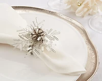 Silver Bells and Holly Napkin Rings, Set of 4