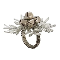 Silver Bells and Holly Napkin Rings, Set of 4