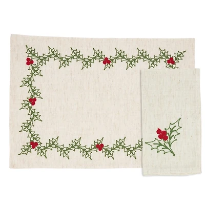 Holly Berry 8-pc. Placemat and Napkin Set