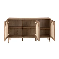 Natural Cane Wood Arched Cabinet