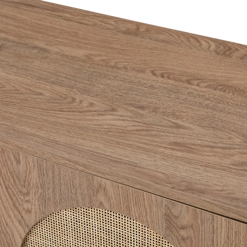 Natural Cane Wood Arched Cabinet