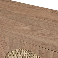 Natural Cane Wood Arched Cabinet