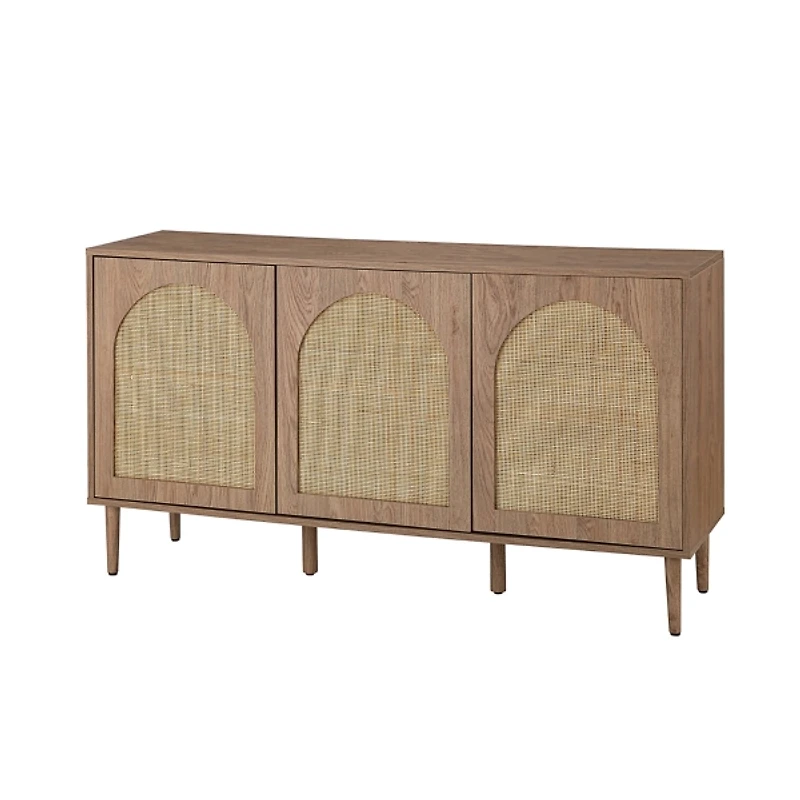 Natural Cane Wood Arched Cabinet