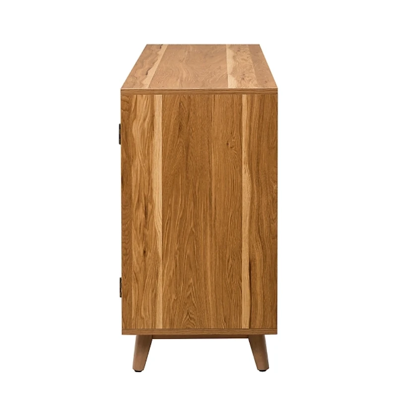 Tan Cane Wood Storage Media Cabinet