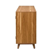Tan Cane Wood Storage Media Cabinet