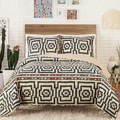 Justina Blakeney Black Hypnotic Queen Quilt Set