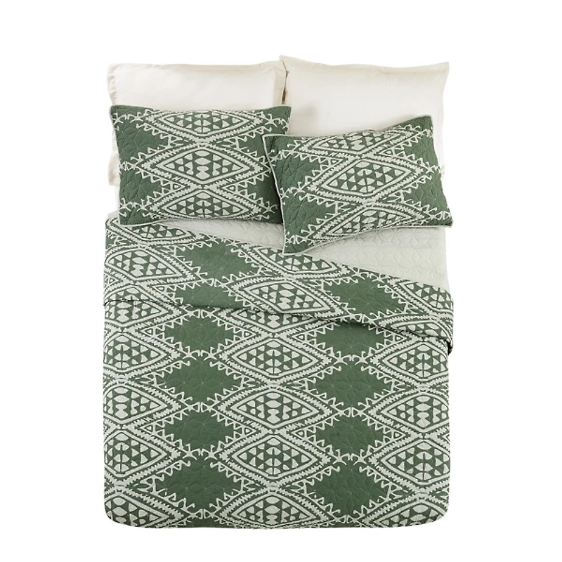 Justina Blakeney Green Aisha King Quilt Set