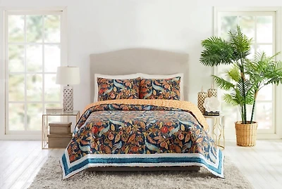 Peacock Garden King 3-pc. Quilt Set