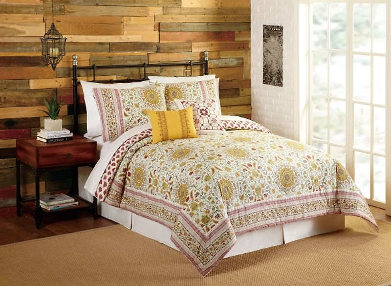 Shyla Yellow Vinework King 5-pc. Comforter Set