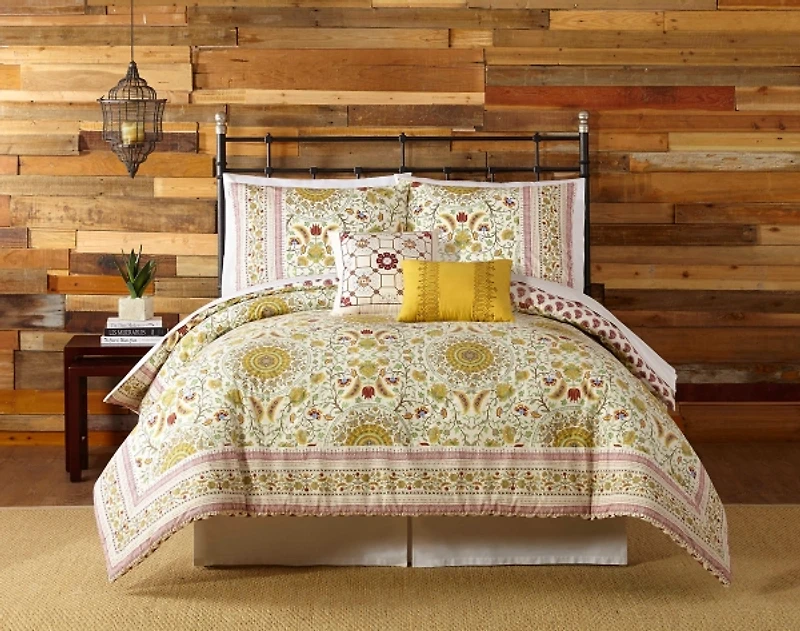 Shyla Yellow Vinework King 5-pc. Comforter Set