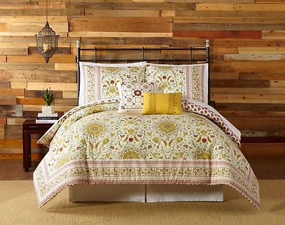 Shyla Yellow Vinework King 5-pc. Comforter Set