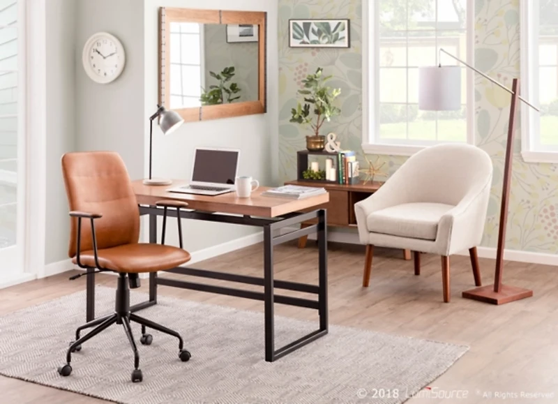 Brown Tufted Faux Leather Office Chair