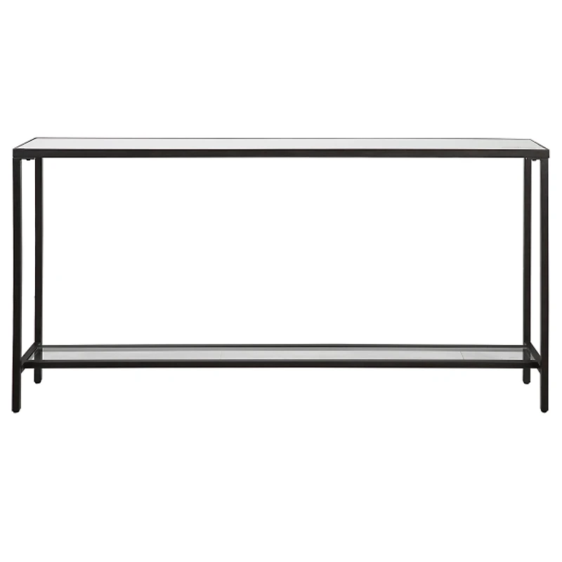 Black Metal Glass Top Console Table