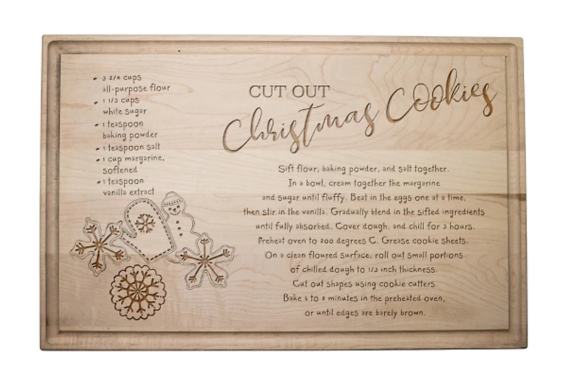 Christmas Cookies Recipe Maple Cutting Board