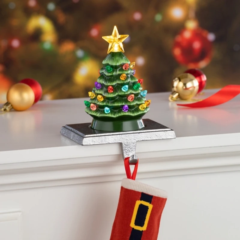 Pre-Lit Evergreen Christmas Stocking Hanger