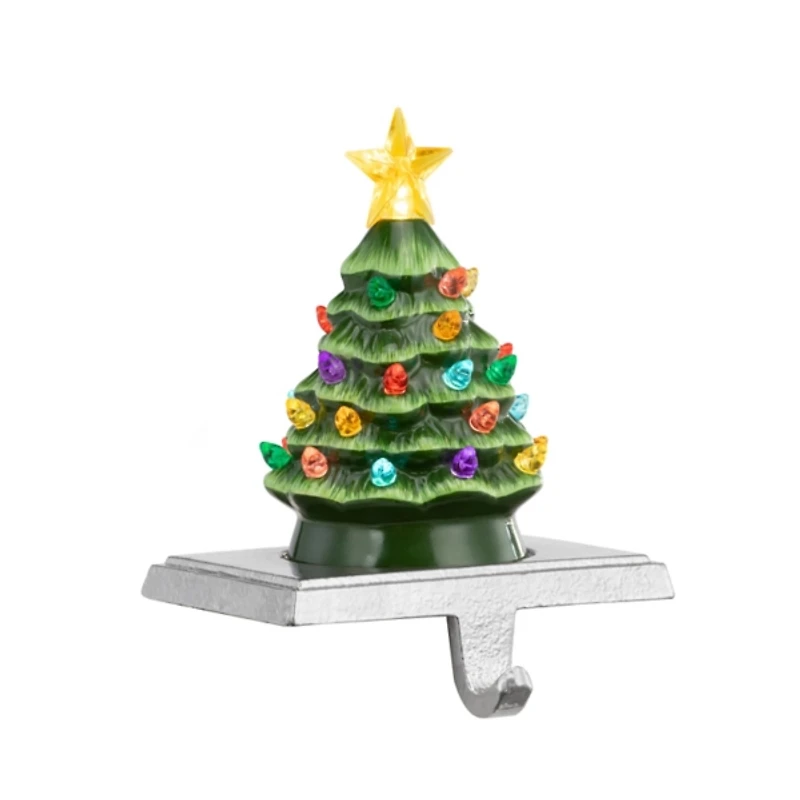 Pre-Lit Evergreen Christmas Stocking Hanger