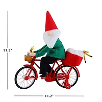 Pre-Lit Moving Christmas Gnome Bicycle Figurine