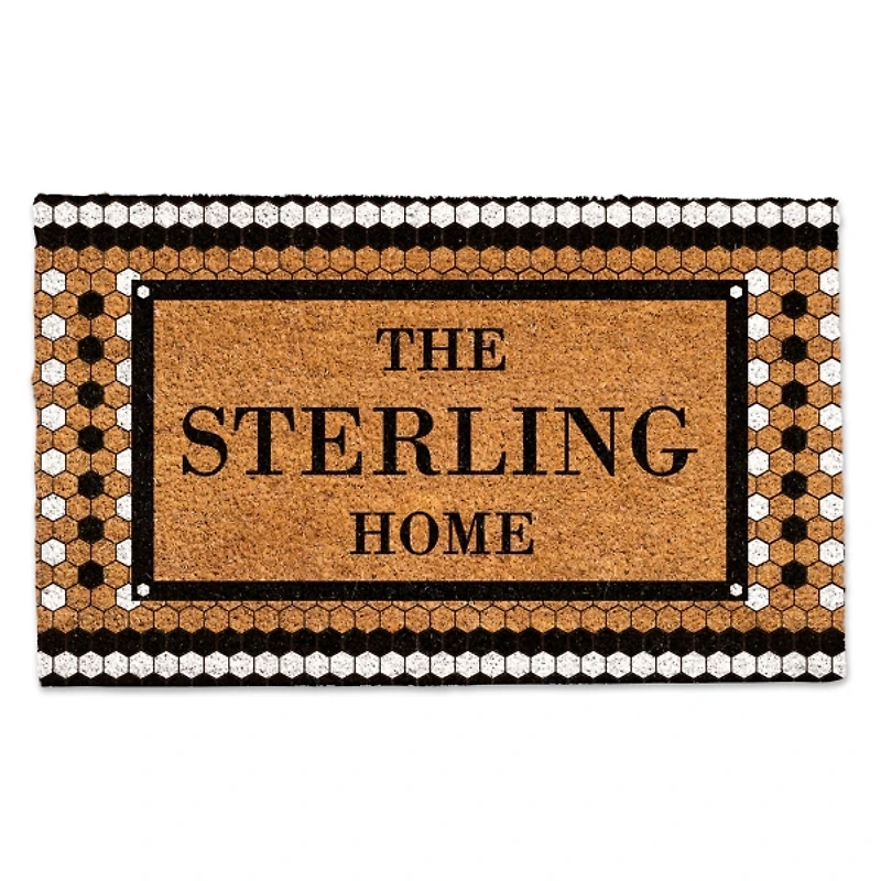 Personalized Monochrome Tile Coir Doormat