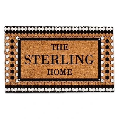 Personalized Monochrome Tile Coir Doormat