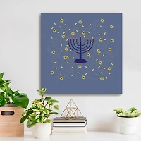 Blue Menorah Canvas Art Print