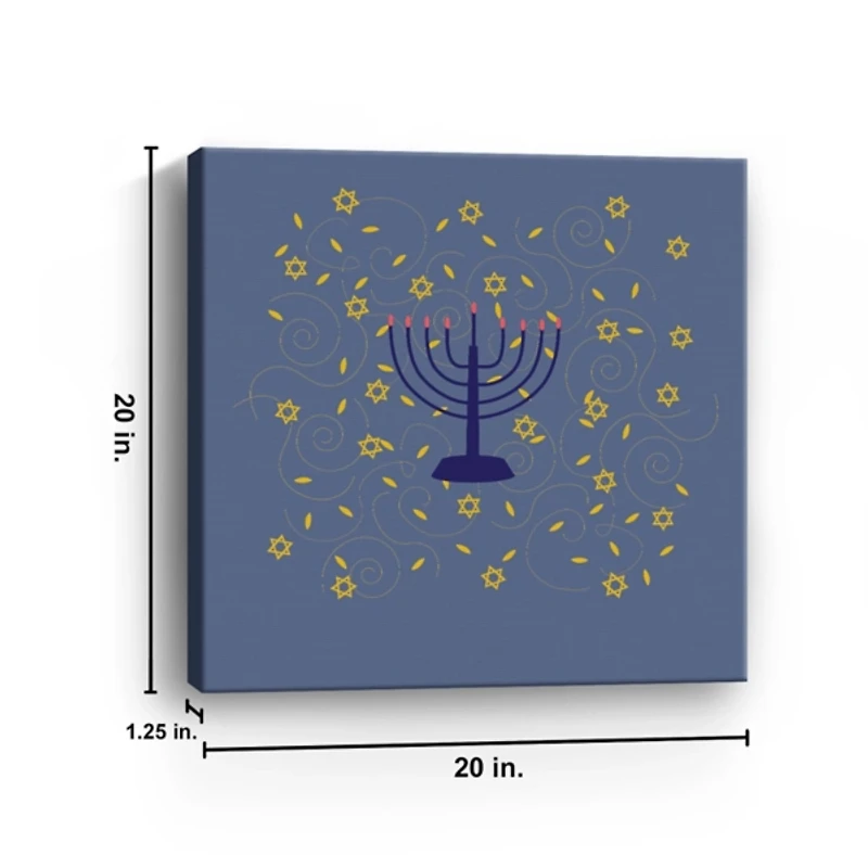 Blue Menorah Canvas Art Print