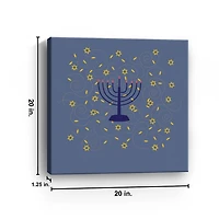 Blue Menorah Canvas Art Print
