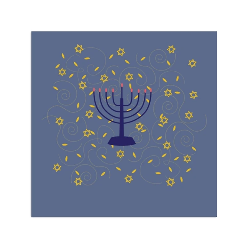 Blue Menorah Canvas Art Print