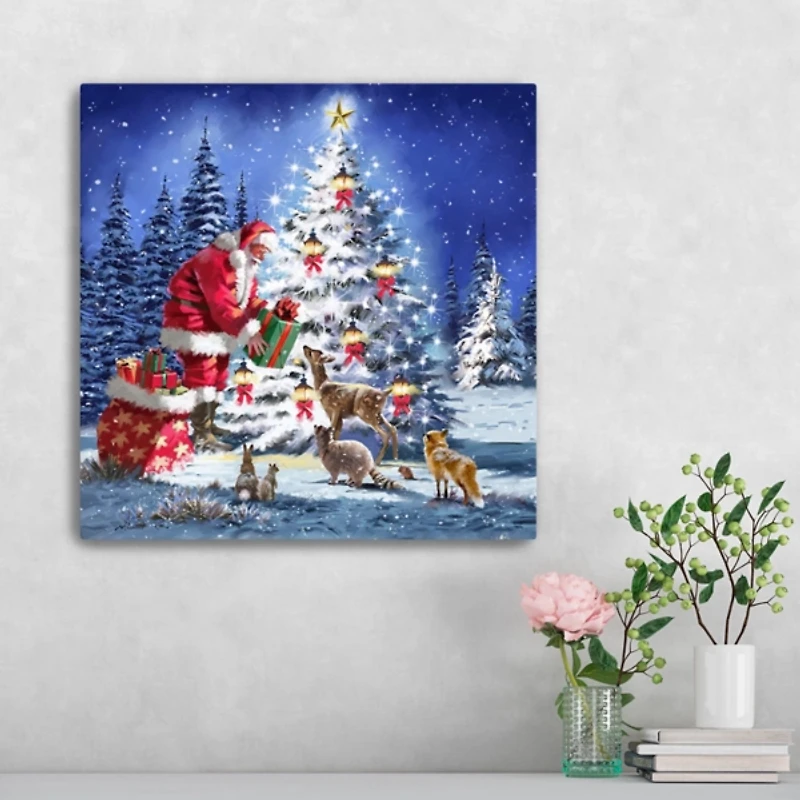 Santa Giving Gifts Canvas Art Print