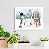 Woodland Snowman Canvas Art Print