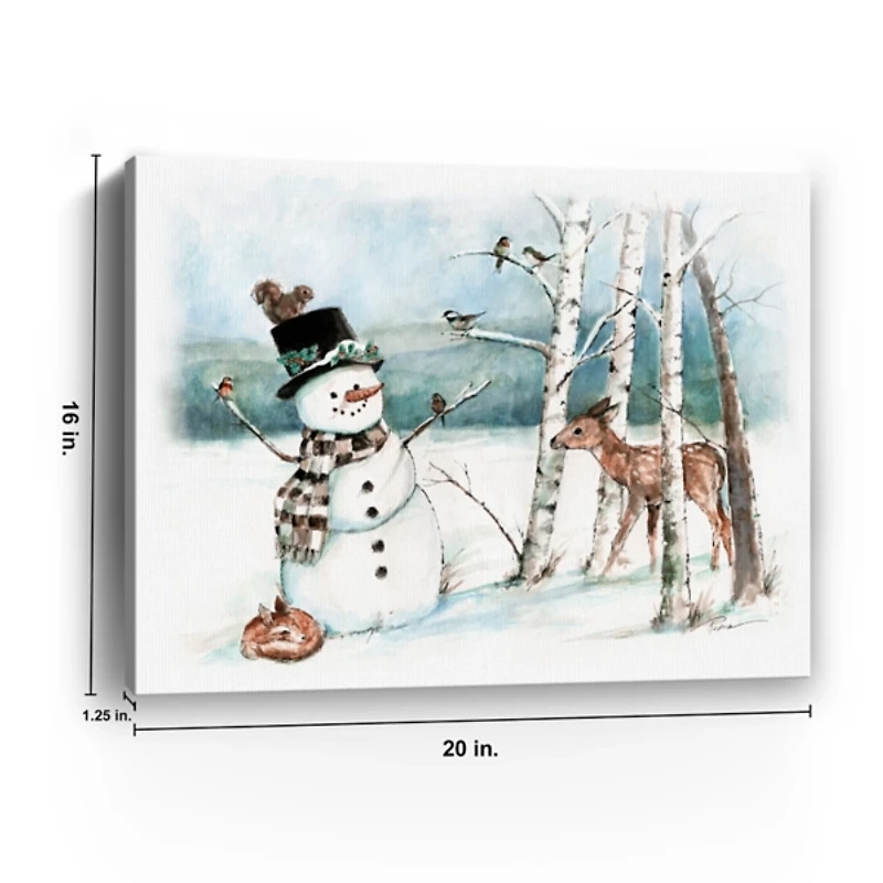 Woodland Snowman Canvas Art Print