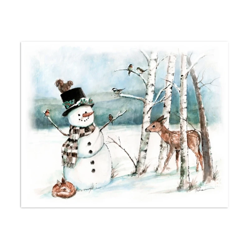 Woodland Snowman Canvas Art Print