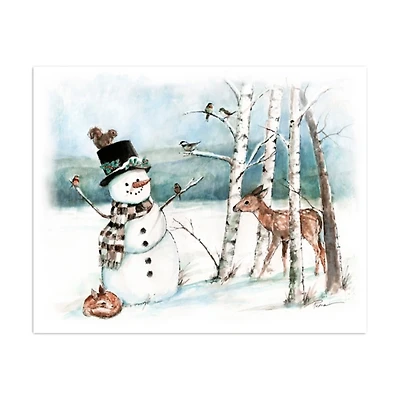 Woodland Snowman Canvas Art Print