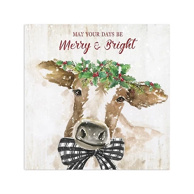 Merry and Bright Cow Canvas Art Print