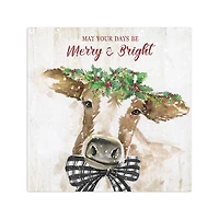 Merry and Bright Cow Canvas Art Print