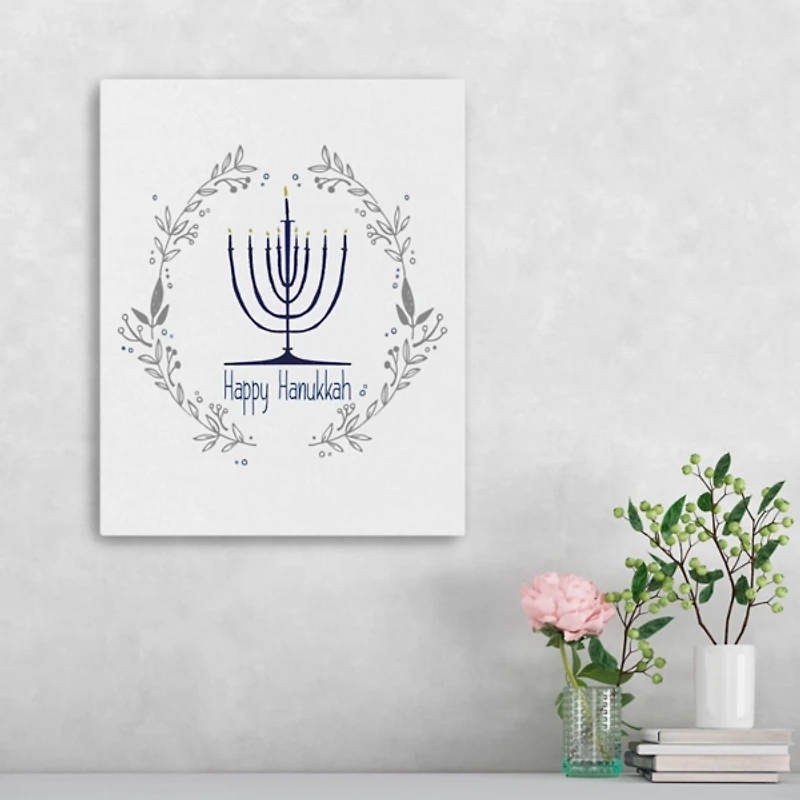 Happy Hanukkah Menorah Canvas Art Print