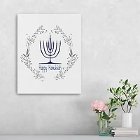 Happy Hanukkah Menorah Canvas Art Print