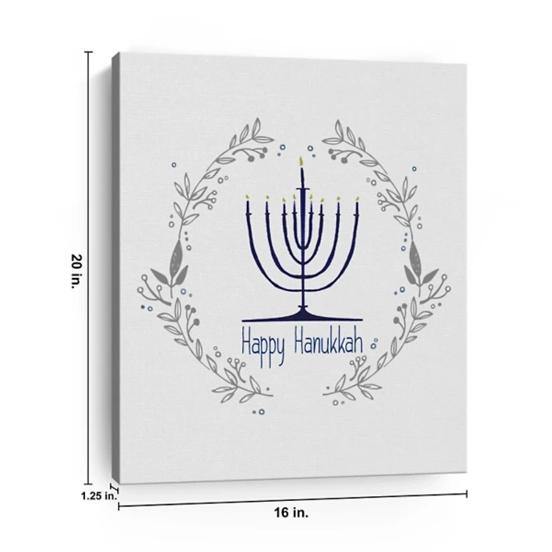 Happy Hanukkah Menorah Canvas Art Print