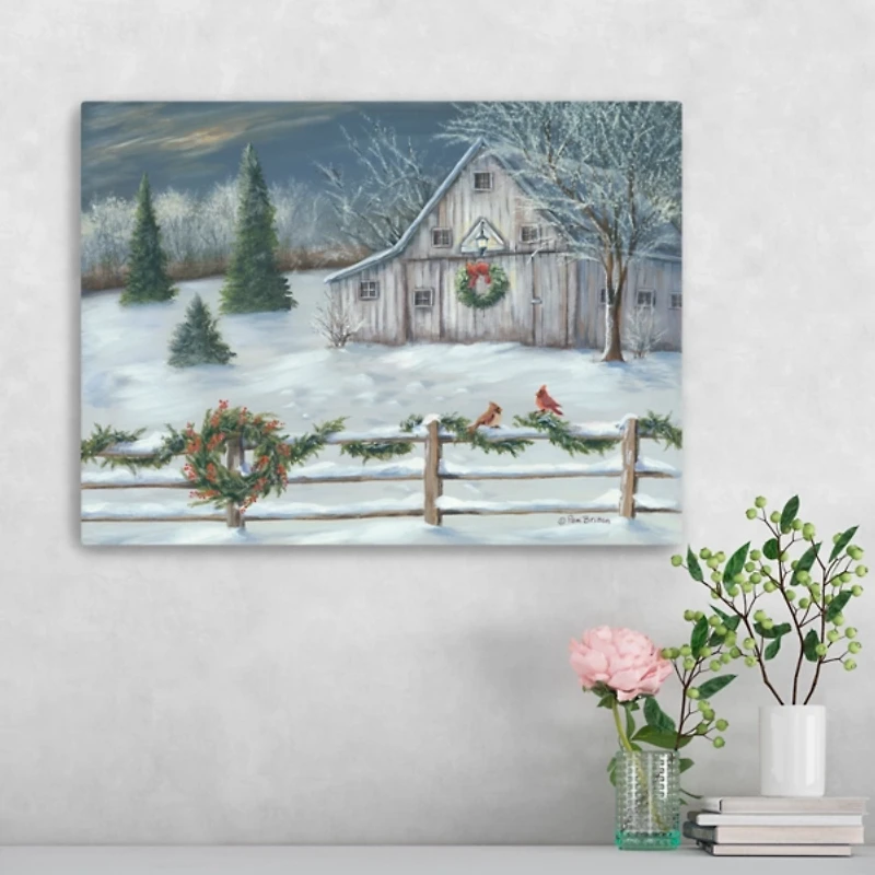 Winter Barn Landscape Canvas Art Print