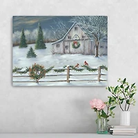 Winter Barn Landscape Canvas Art Print