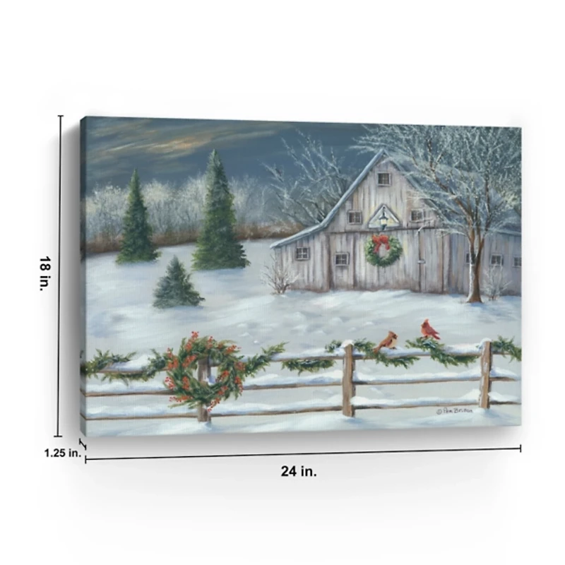 Winter Barn Landscape Canvas Art Print
