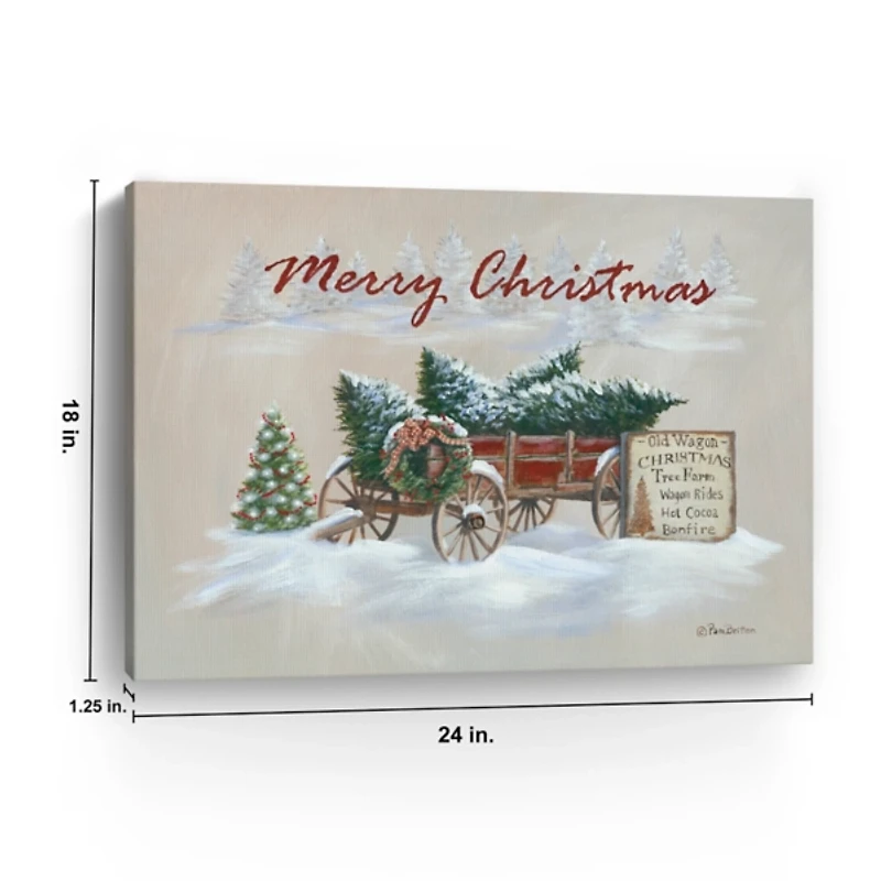 Merry Christmas Wagon Canvas Art Print
