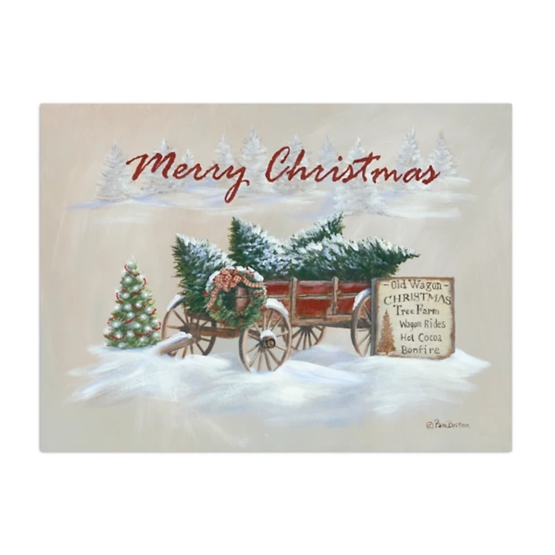 Merry Christmas Wagon Canvas Art Print