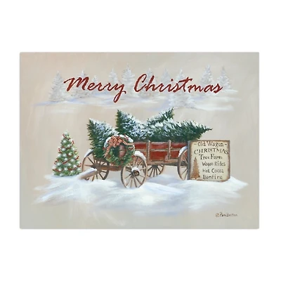 Merry Christmas Wagon Canvas Art Print