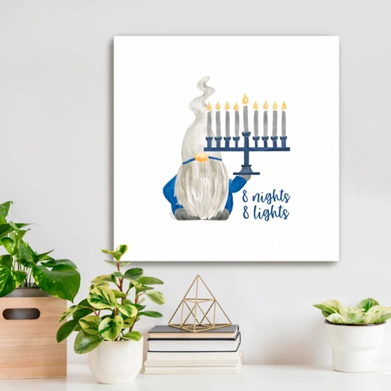 Gnome with Menorah Canvas Art Print