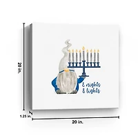 Gnome with Menorah Canvas Art Print